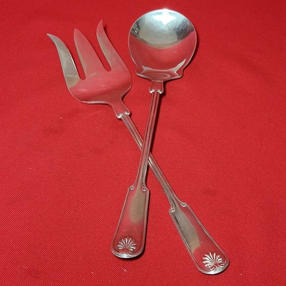 Frank M Whiting Fine Silverplate Serving Spoon & Fork Set - Picture 2 of 11